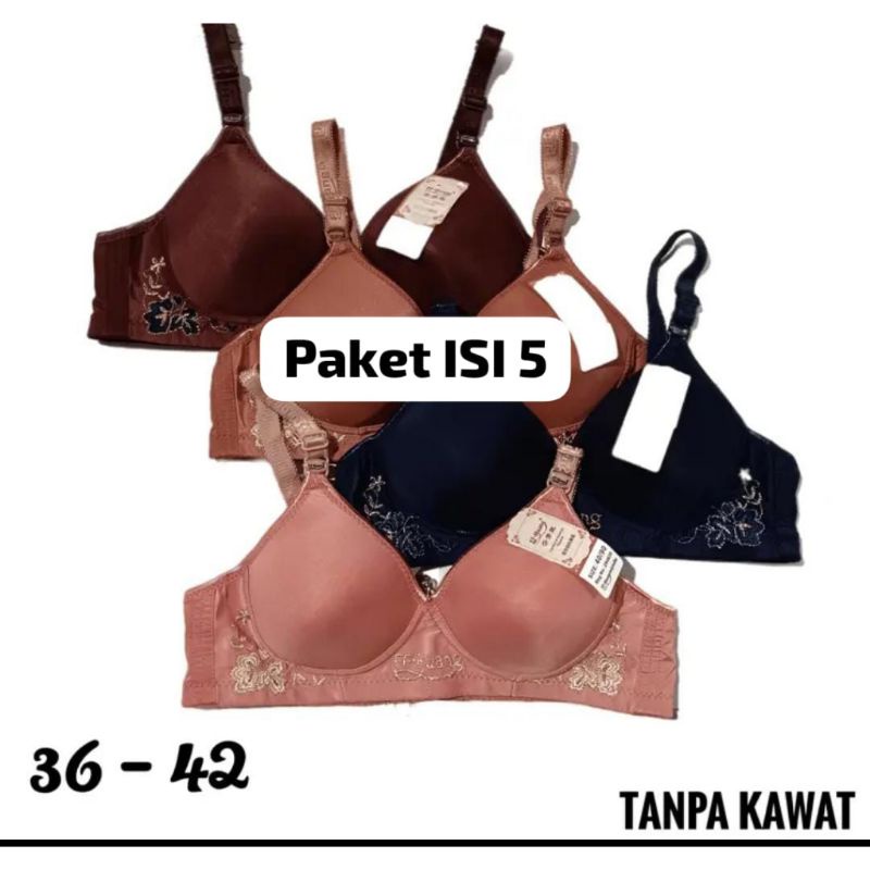 5 pcs 99.000 bh ff huang kait 3 termurah | bra busa ff huang tanpa kawat cup besar motif polos dan b