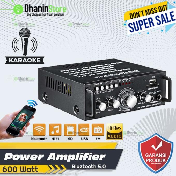 Power Amplifier Bluetooth Karaoke Mini Hifi Stereo Class D 600 Watt Kualitas Premium