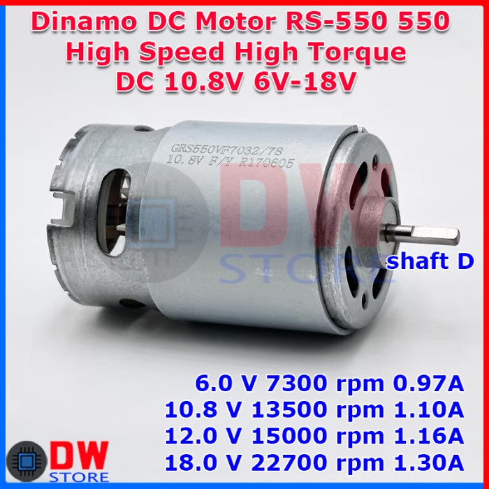 Dinamo DC Motor RS550 6V 7.2V 12V 18V 24V High Speed Torque RS-550 550