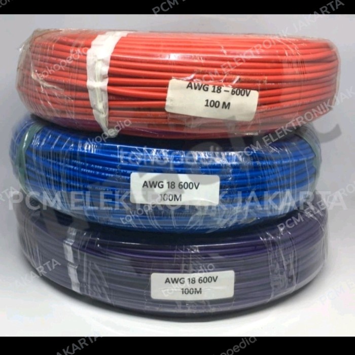 ✅Baru Kabel Cable Awg18B Awg18 Awg 18B 18 B 600V 100M 100Meter 1Roll 1 Roll Terbatas