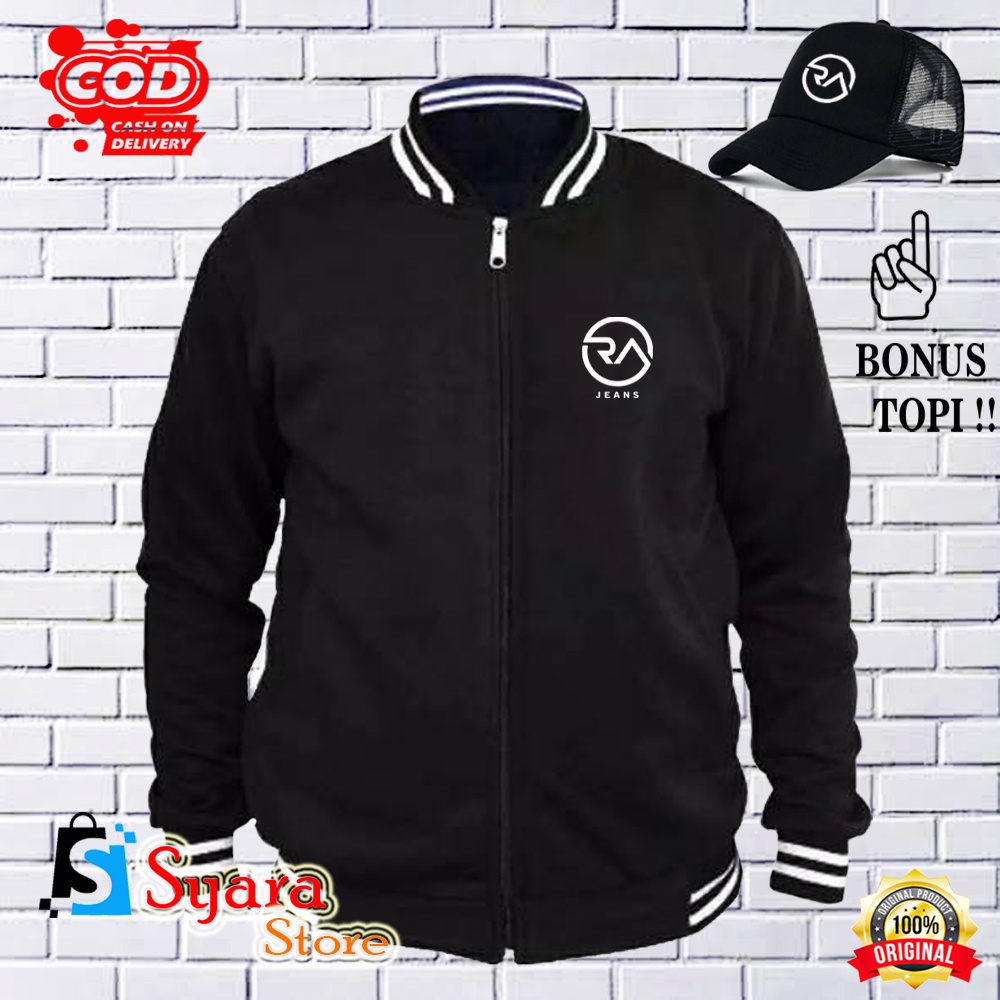 Promo Mega Sale 1.1 // Syara Store / BONUS TOPI.. Jaket Varsity Baseball RA Jeans Putih / Jaket
