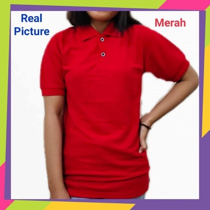 Kaos Kerah Wanita Merah Cabe / Polo Polos Pendek Wanita Merah