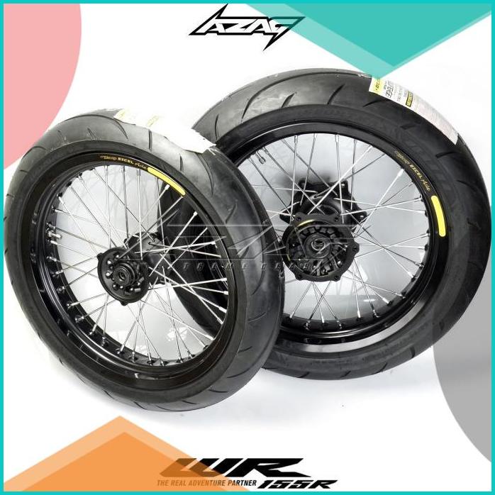 ban set yamaha wr 155 ring 17 modif supermoto excel dunlop scarlet inc