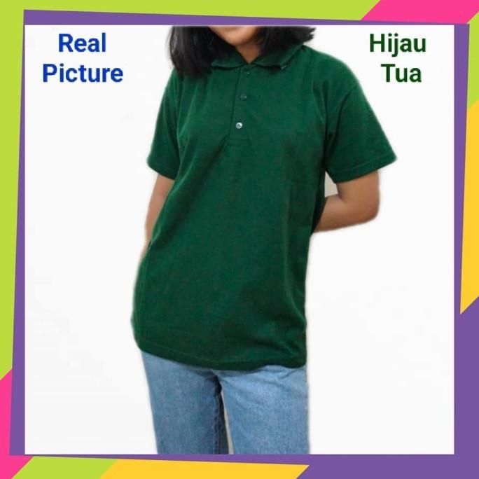 Kaos Kerah Wanita Hijau Army / Kaos Polo Polos Wanita Winstar Pendek