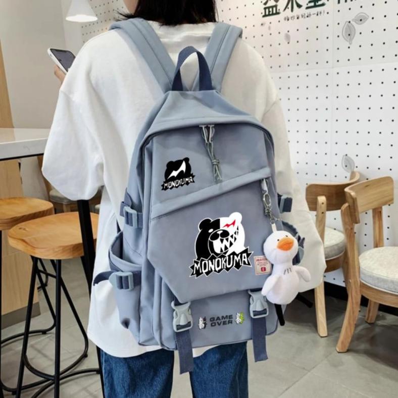Terbatas Ransel Anime Danganronpa Monokuma Ransel Pria Warna Solid Kasual Wanita Pria Ransel Remaja 
