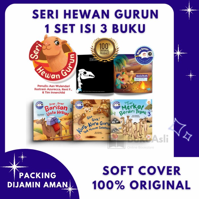 

Murah!! Seri Hewan Gurun Buku Anak 1 SET isi 3 Buku Senter Soft Cover Original