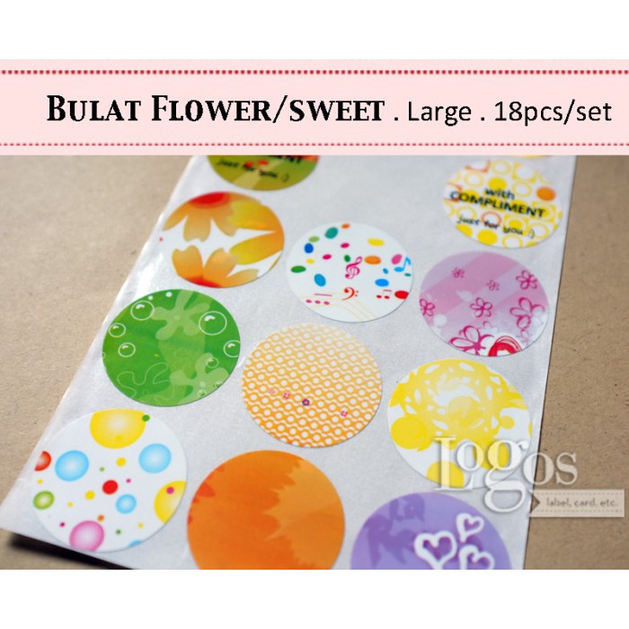 

TERLARIS BULAT Flower Sweet. Round sticker thank you, label kosmetik skin care