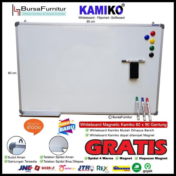 

TERBAIK Whiteboard Kamiko 60 x 90 Spidol H,B,HJ, M, Hapus magnet, Magnet