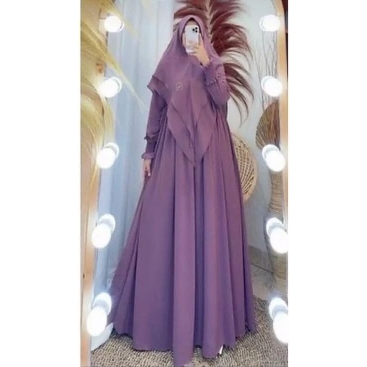 [SYAR'I TILL JANNAH] quddsmoslemwear Gamis Jumbo Gamis Set Khimar 2 layer Hasanah Syari Putih BW