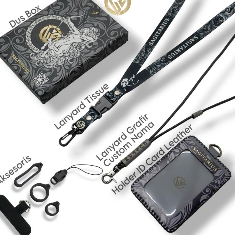 

Holder Id Card Zodiak Leather - Lanyard Printing Grafir Custom - Grey