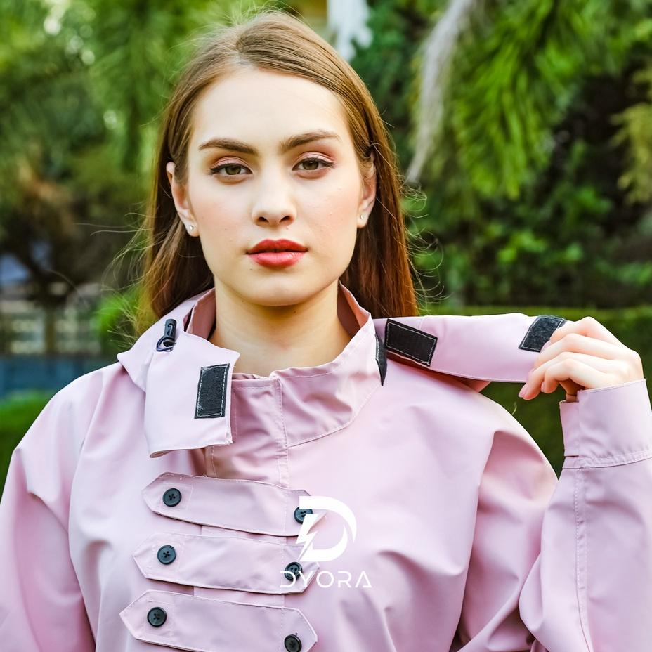 Raincoat Dyora Ghaaliya Series Pink / Jas Hujan Dyora Gas Muslimah Mantel Rok Hujan Wanita Jas Ujan 