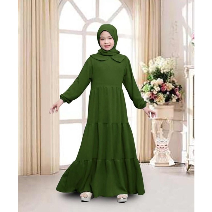 BISA COD - BAJU GAMIS ANAK PEREMPUAN UMUR 12 - 14 TAHUN REMAJA SYARI POLOS CHACA