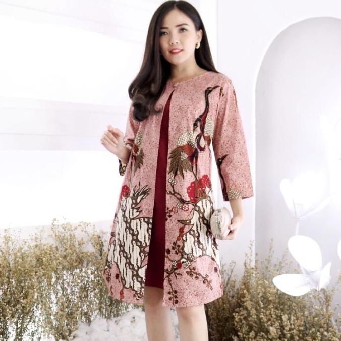 Midi Dress Batik Wanita Modern Cheongsam Sangjit Tehpai Limited Edition