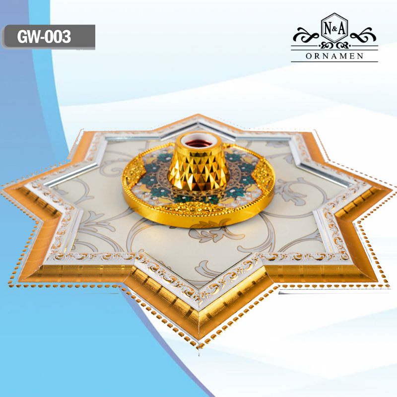 Brezybeauty05 Ornamen Plafon Motif 03 40X40 Cm Ornamen Pvc Gypsum Grc Dekorasi Langit-Langit Rumah