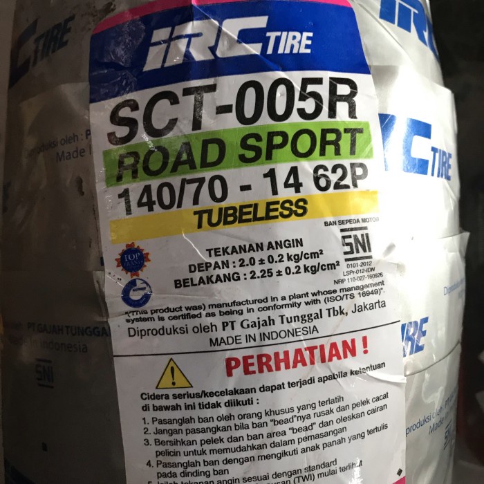 NEW BAN AEROX 155 BELAKANG/ IRC 140/70-14/ FREE PENTIL TUBELES ORIGINAL TERBARU