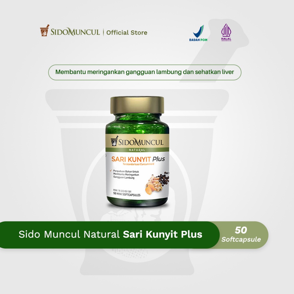 

F_daybose - Sido Muncul Sari Kunyit Plus Soft Capsule 50 Kapsul Herbal Maag & Lambung