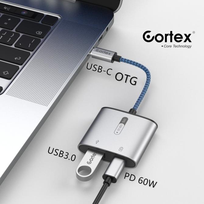 Cortex Mh366 Otg Usb C/Type-C To Usb 3.0 + 60W Charging 2In1 Adapter