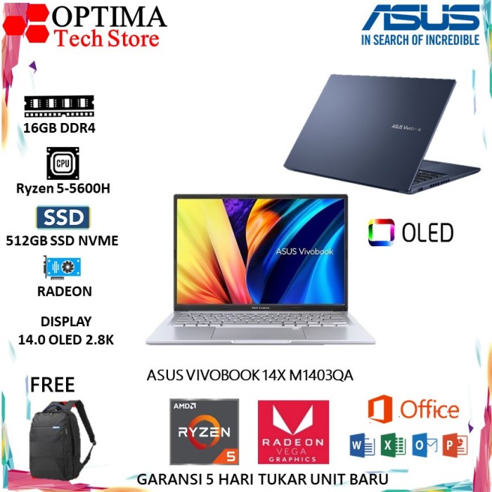 Asus vivobook 14X M1403QA OLED Ryzen 5-5600H 16GB 512SSD 14.0 2.8K