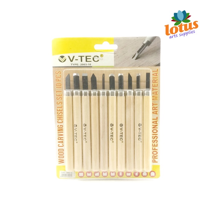 

V-Tec Alat Pahat Kayu / Wood Carving Tool / Pisau Ukir Set 10