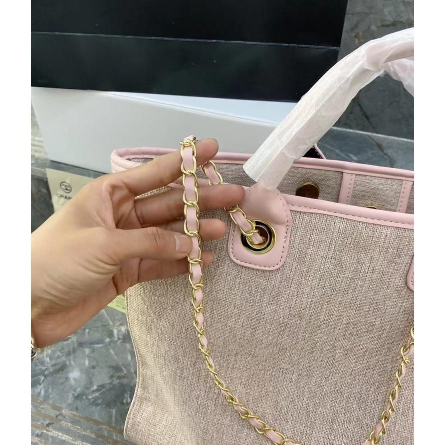 Tas Ch Deauville Canvas Shopping Tote Bag Kode 1113-5