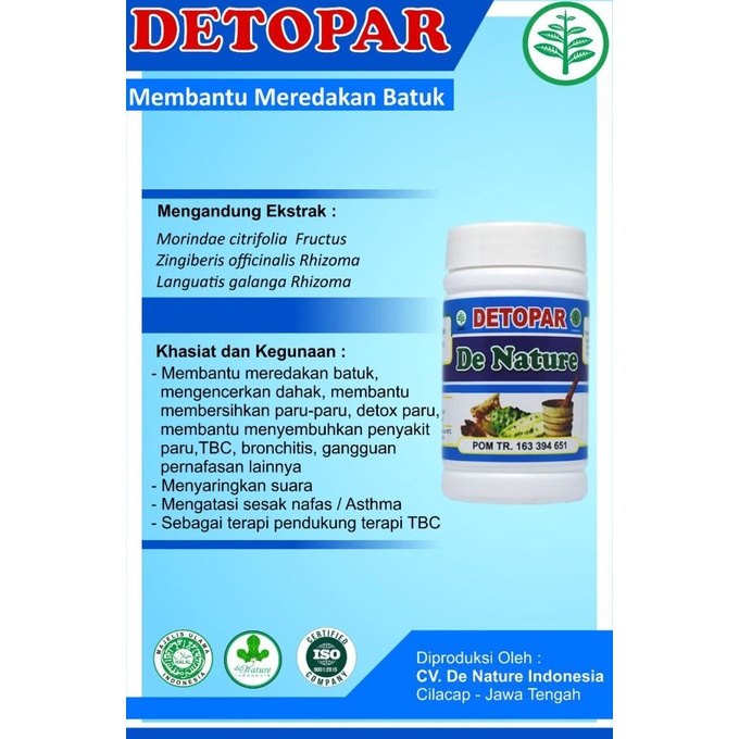 

Detopar De Nature Obat Paru-Paru Herbal