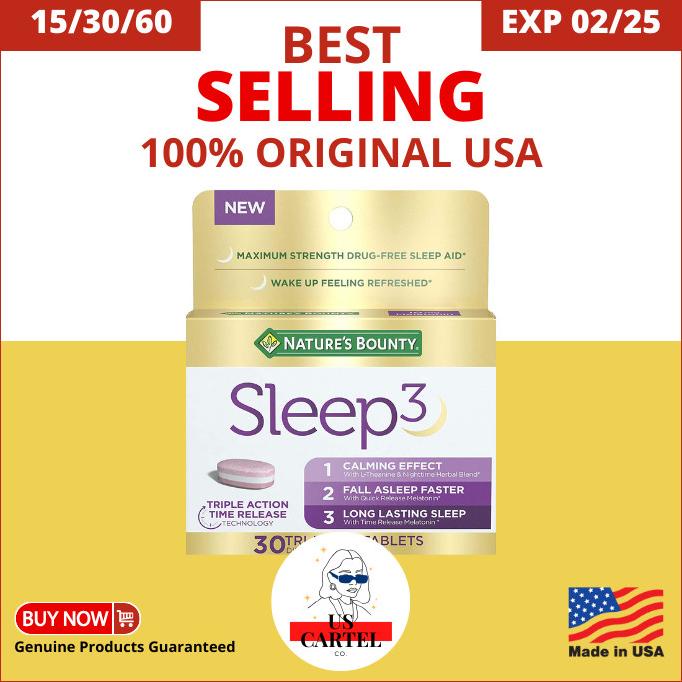 

Nature's Bounty Sleep 3 with Melatonin, L-Theanine, Herbal Blend USA