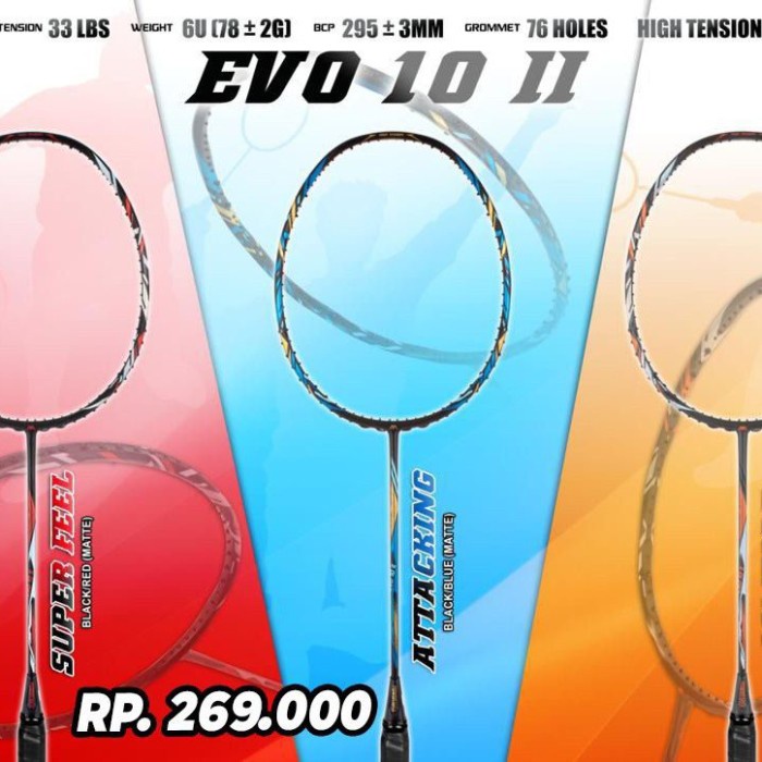 Terlaris Raket Badminton Power Max Powermax Evo 10 Ii Original Kuat Tarik 33Lbs Gratis Ongkir