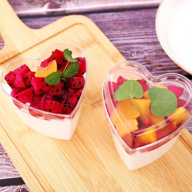 *#*#*#] Cup Puding Love Kotak Segitiga Gelas Mika Pudding Agar Dessert 10 pcs