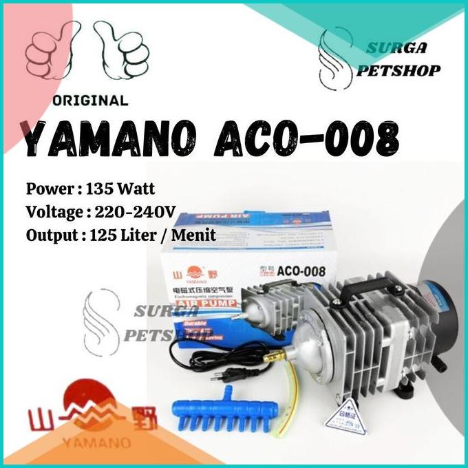 YAMANO AC0 008 Pompa Udara Aerator Akuarium Kolam Ikan Airator Blower