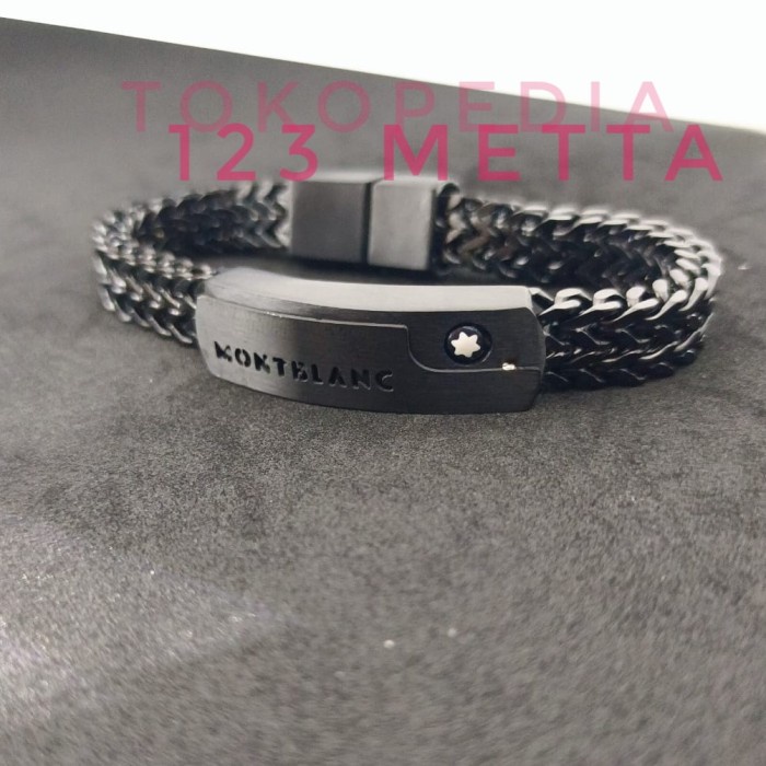 Gelang - Gelang Titanium Pria Rantai Hitam Anti Karat