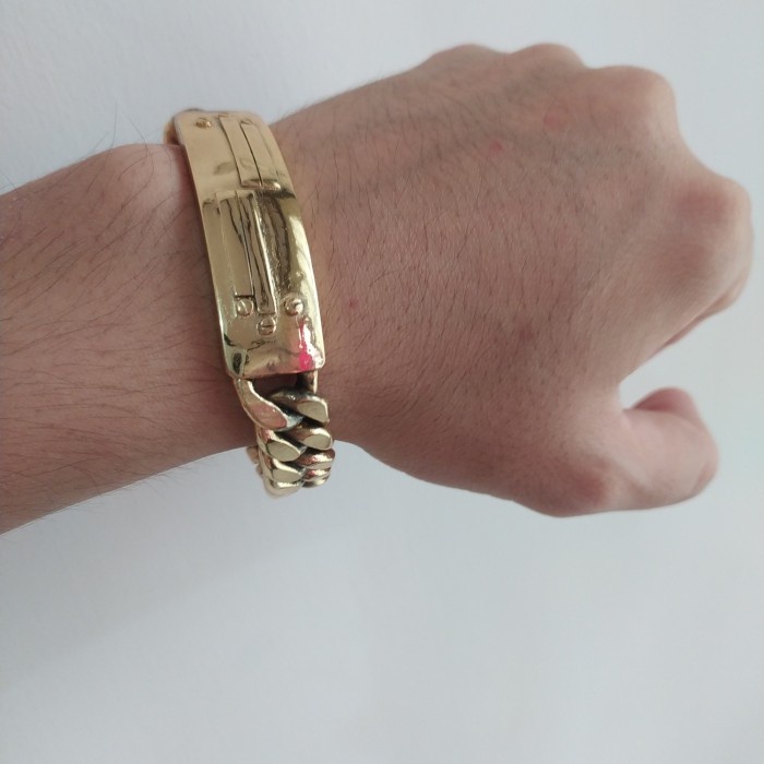 Gelang - Gelang Pria Rantai Plat Harley Davidson Gold Emas Titanium 316L