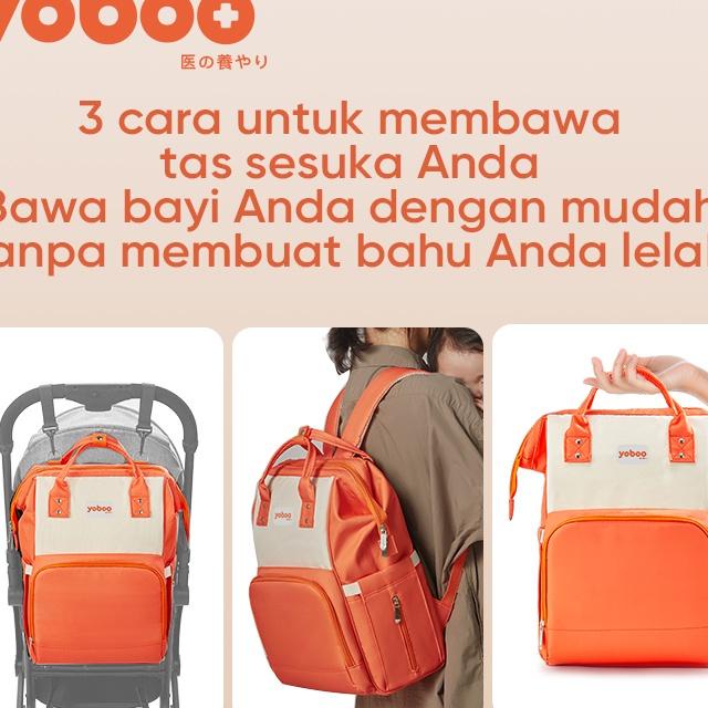 [Baby Friendly] Yb-0005 Yoboo Diaper Bag Tas Ransel Perlengkapan Bayi Multifungsi Waterproof Bahan T