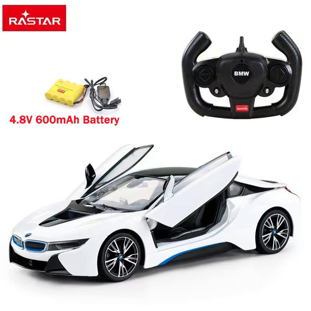 RASTAR Mobil Mainan RC BMW, I8 Skala 1:14 600MAh Baterai 2.4G Remote Control Otomatis Membuka Pintu 