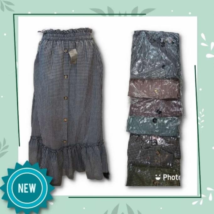 Rok Motif Kotak-Kotak Rempel | Rok Panjang Dewasa | Korean Skirt