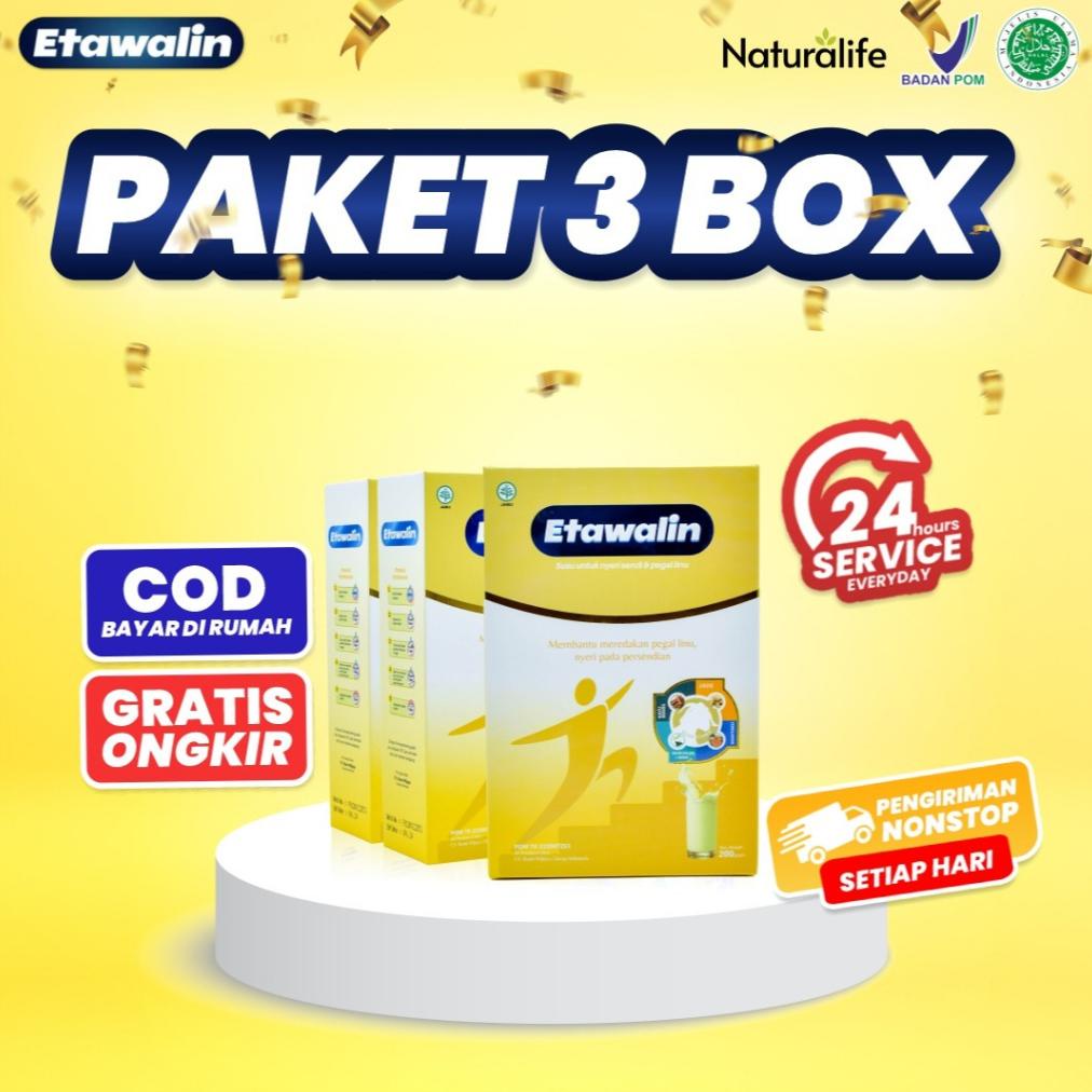 

Ready PAKET 3 BOX SUSU ETAWALIN - Paket Sembuh Susu Sendi Atasi Radang Sendi Nyeri Tulang Cegah Osteoporosis Osteoartritis Pengeroposan Tulang Susu Kambing Etawa Kesehatan Susu Bubuk Murni Original Ettawa 100% Ori Susu Asam Urat Etawalin Platinum