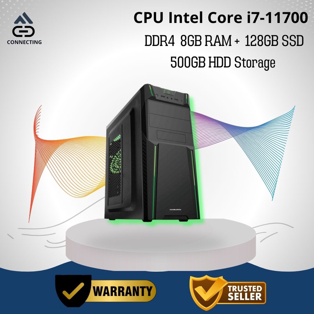 CPU PC Komputer Intel Core i7-11700 Gen-11 RAM 8GB SSD Rakitan Office