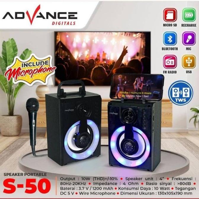 Speaker Bluetooth Portable Advance S-50/Salon Aktif Mp3 Speaker Amoreedipsy