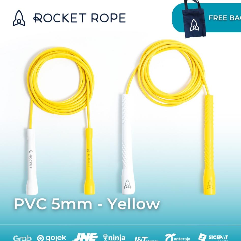 [Roet Rope] Yellow Pvc Speed Rope 5Mm Short Handle Long Handle Jump Rope 5 Mm Jumprope Skipping Rope Lompat Tali Fitness Workout Skiping Warna Warni Colorful Olahraga