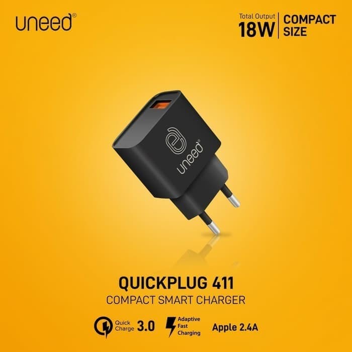 UNEED CHARGER ADAPTER FAST CHARGING QC 3.0 18w GARANSI RESMI UNEED