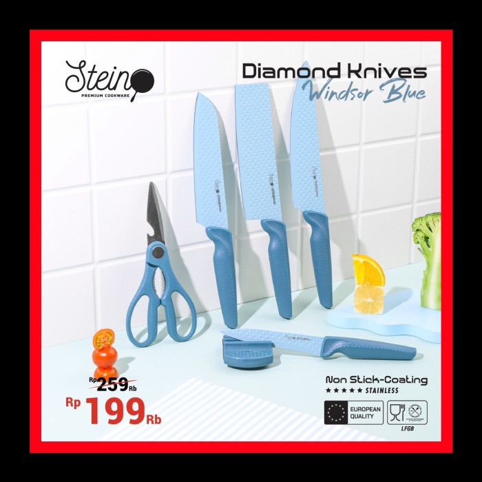 Stein Steincookware Pisau Diamond Knives Set 6 in1 Pisau Dapur