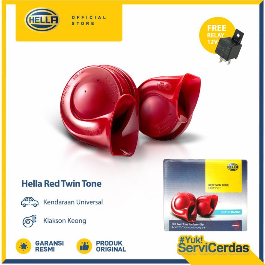 PROMO Klakson Mobil HELLA Red Twin Tone