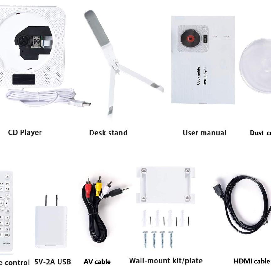 Auxom Portable Bluetooth Dvd Cd Player/Wall-Mounted Usb Drive Player/ Home Audio Dengan Remot/Dual P