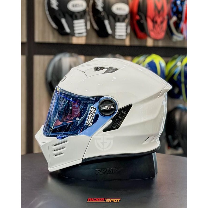 Helm Motor Simpson Darksome Solid Glass White Modular Helmet Original