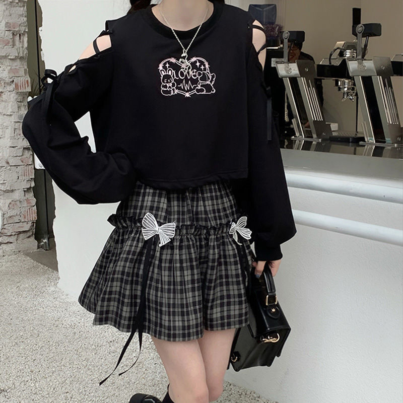 TT-shirt Women's Sweater Short Plaid Skirt Student Suit