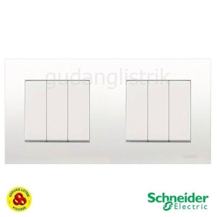 SCHNEIDER SAKLAR 6G VIVACE FRAME 2 GANG & SAKLAR 6 GANG PUTIH