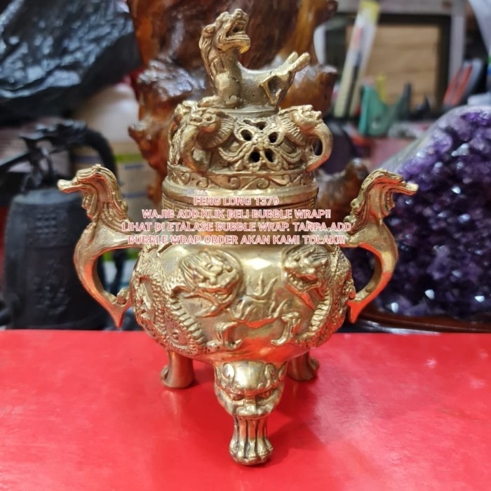 HIOLO TEMPAT BAKAR DUPA KUNINGAN NAGA ANJING LANGIT GOLD KECIL