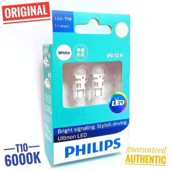 Philips Vision LED T10 6000K - Lampu Senja Mobil / Motor White / Putih