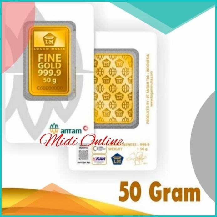 Emas Batangan LM 50Gram Sertifikat Reinvented - Emas Antam 50 Gram 16n