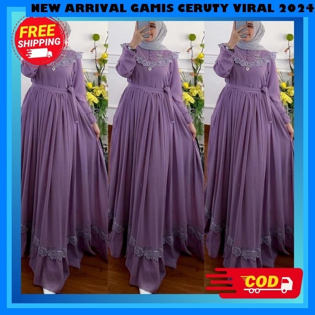 Longdres Terbaru Wanita Lebaran 2024 Pakaian Muslimah Waniya Dress Cruti Baj Baju Muslim Wanita Keki