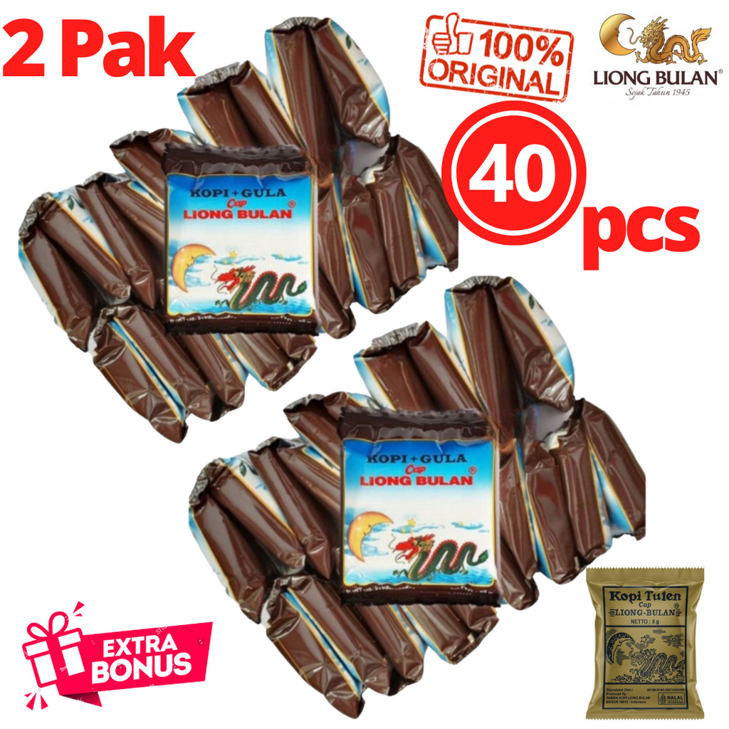 

KOPI LIONG BULAN KOPI & GULA 2PAK ISI 40PCS KOPI BUBUK KHAS BOGOR KOPI TUBRUK HITAM FREE BONUS KOPI LIONG BULAN